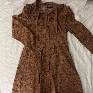 Along Sleeved Polka-dot Tunic Dress